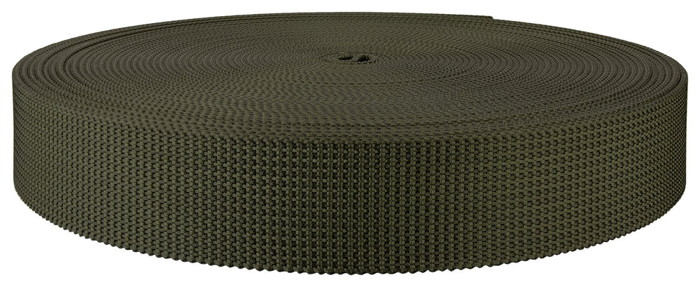 Country Brook Design olive drab green scuba webbing with stiff weave for durable belts.