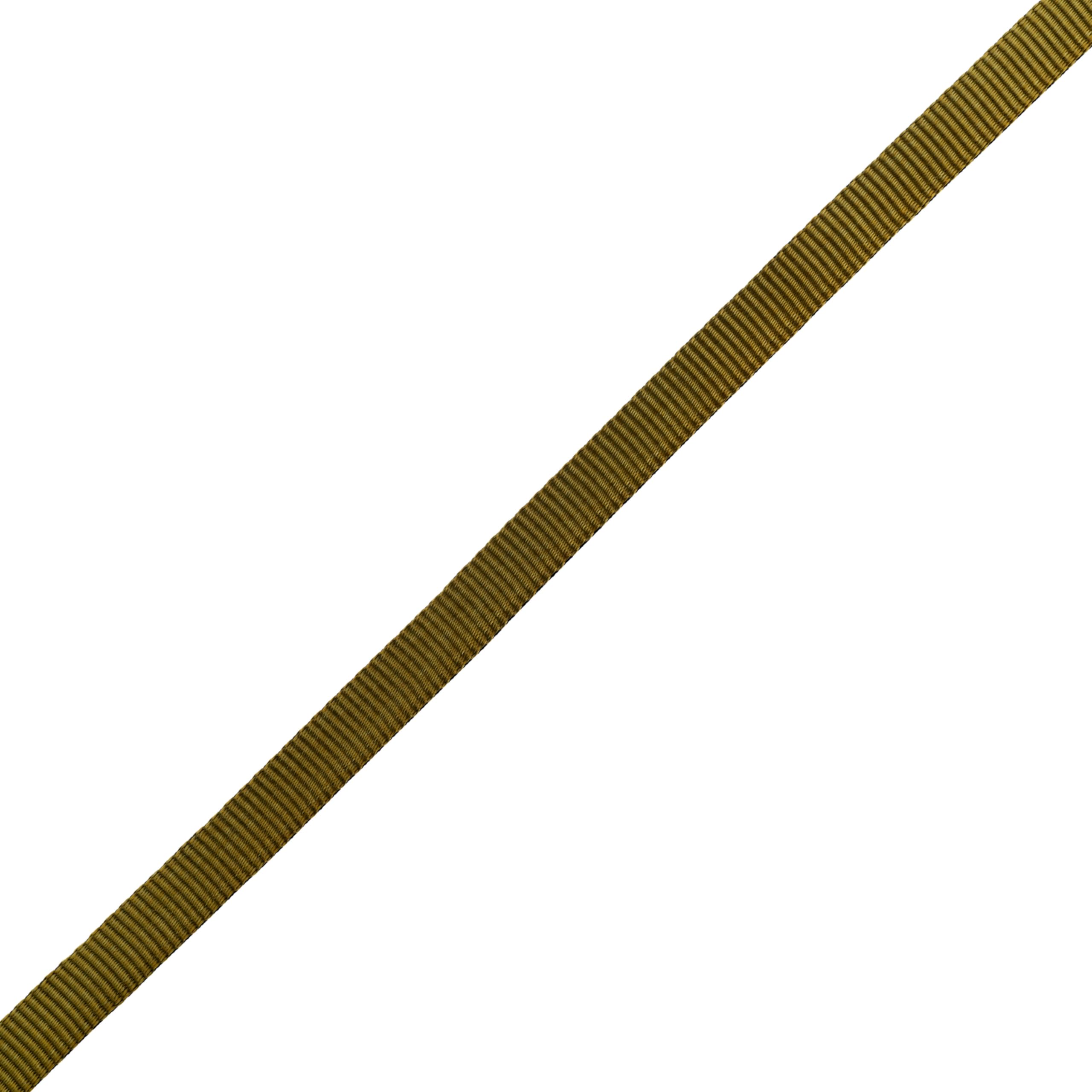 Country Brook Design olive drab tubular nylon webbing used in a rock climbing setup.