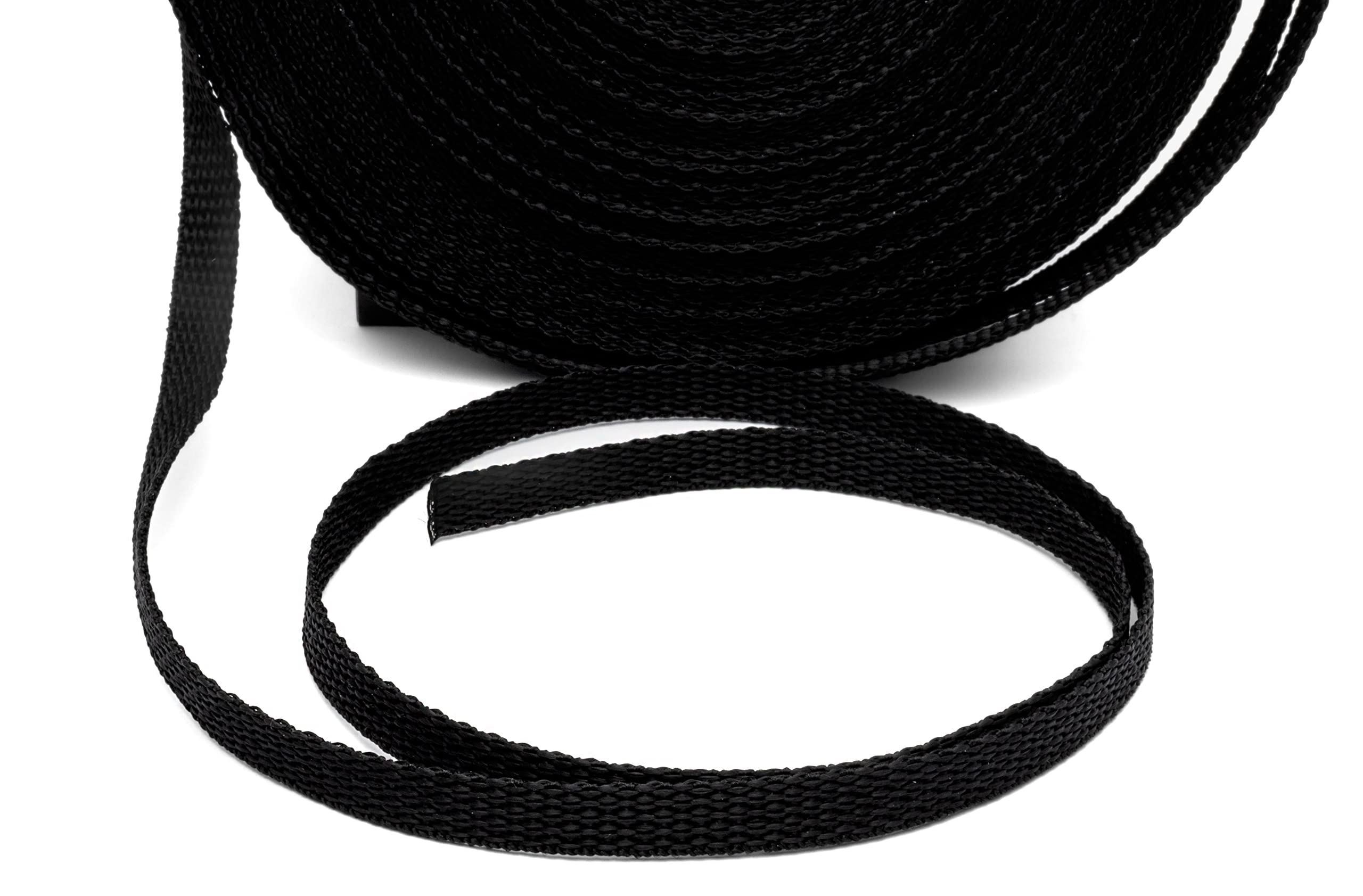 Close-up texture of Country Brook Design polypro webbing in black