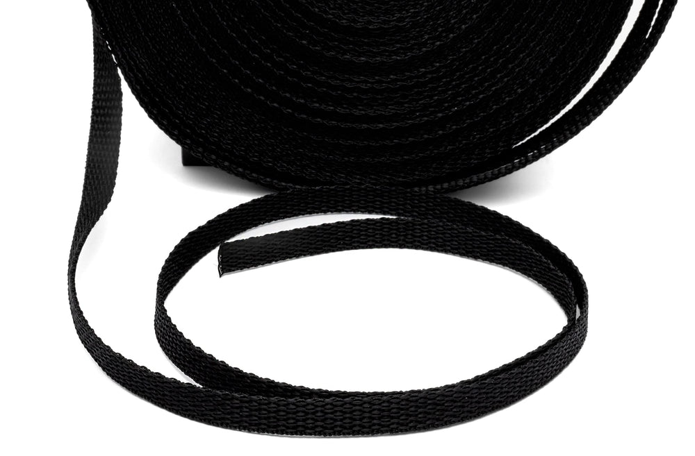 Close-up texture of Country Brook Design polypro webbing in black