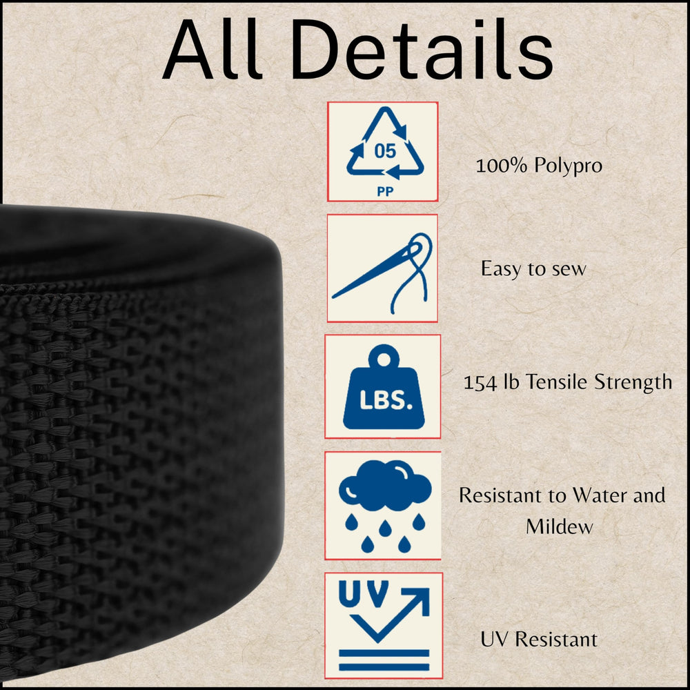 Country Brook Design polypro webbing 0.051 inch thickness balances strength and flexibility