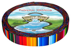 Country Brook Design serape photo quality polyester 50-yard webbing in vibrant 1-inch width for durable crafts.