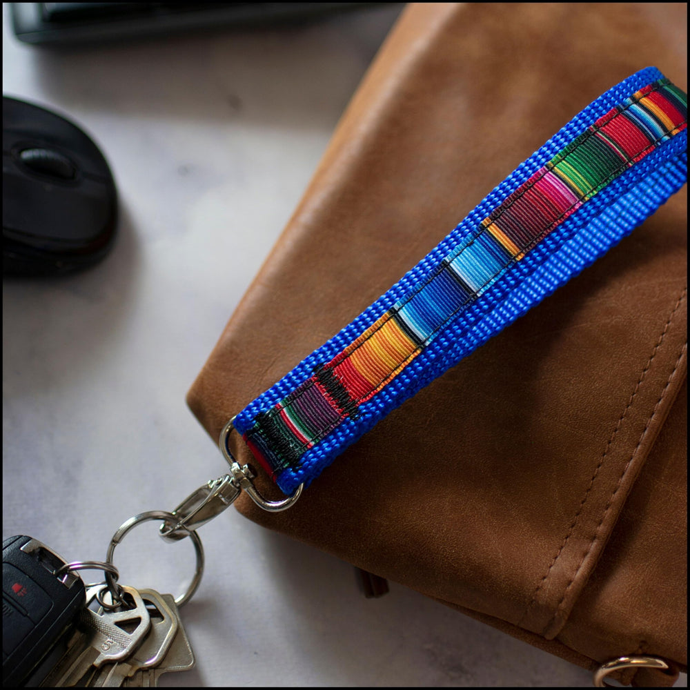Country Brook Design serape ribbon closeup stitching shows secure attachment to webbing.
