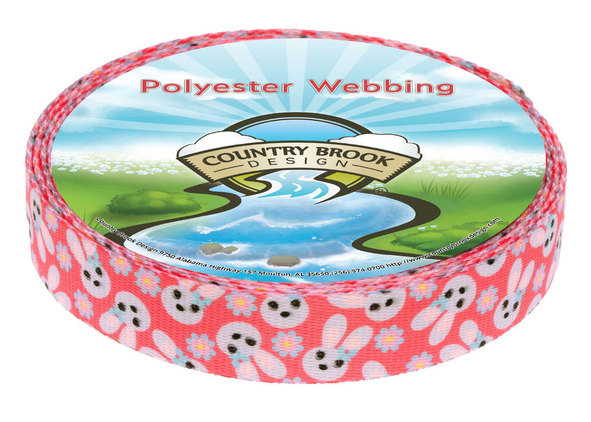 Country Brook Design Spring Bunnies webbing pattern on pink background for Easter projects.