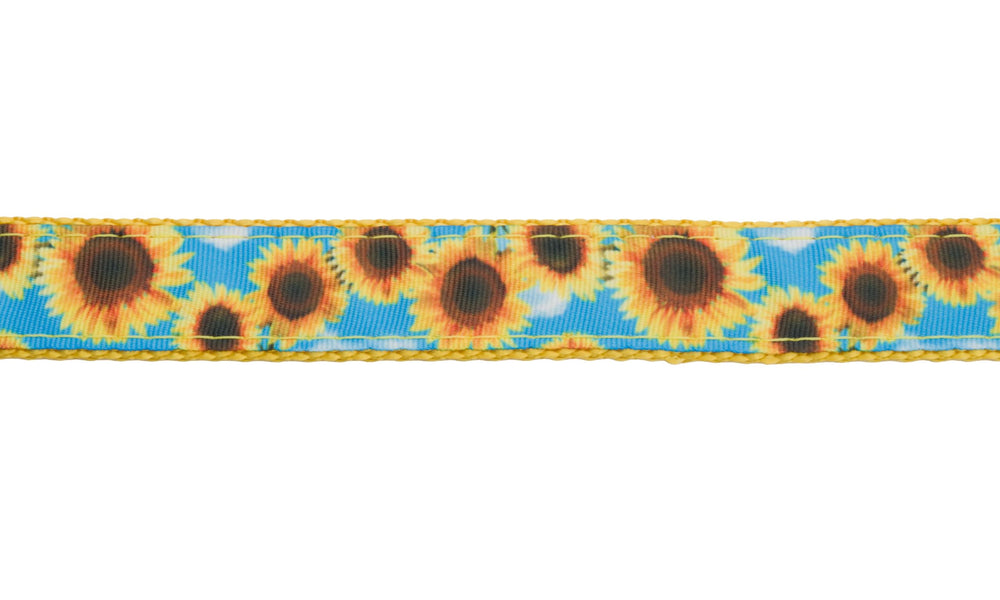 Country Brook sunflowers nylon webbing close-up highlights photo-realistic detail for high-impact projects.