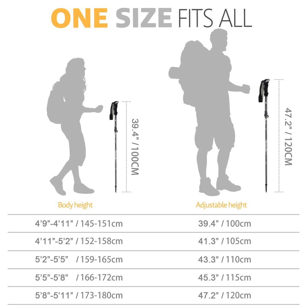 Covacure trekking poles adjustable length supports a personalized fit