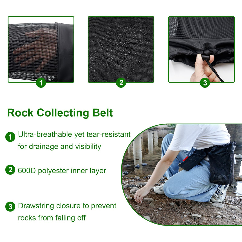 Cover Geny rockhounding bag with three movable pouches for balanced gear distribution.