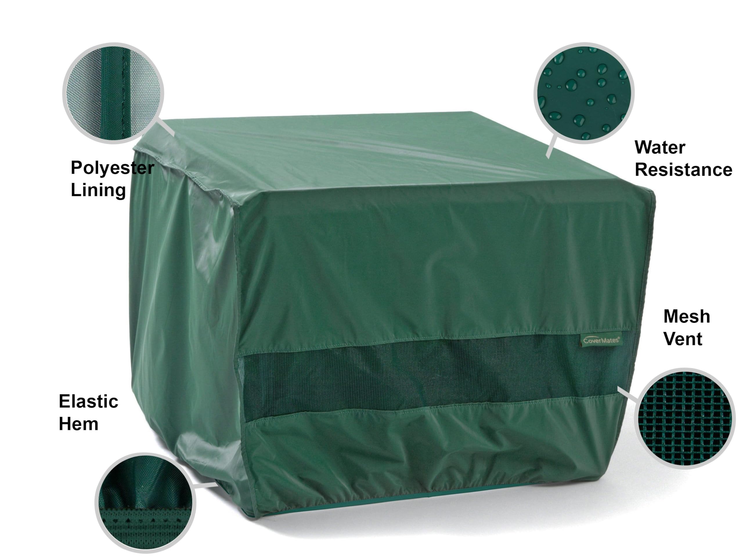 Covermates Classic ice chest cover fits up to 18x18x18 inches for many coolers.