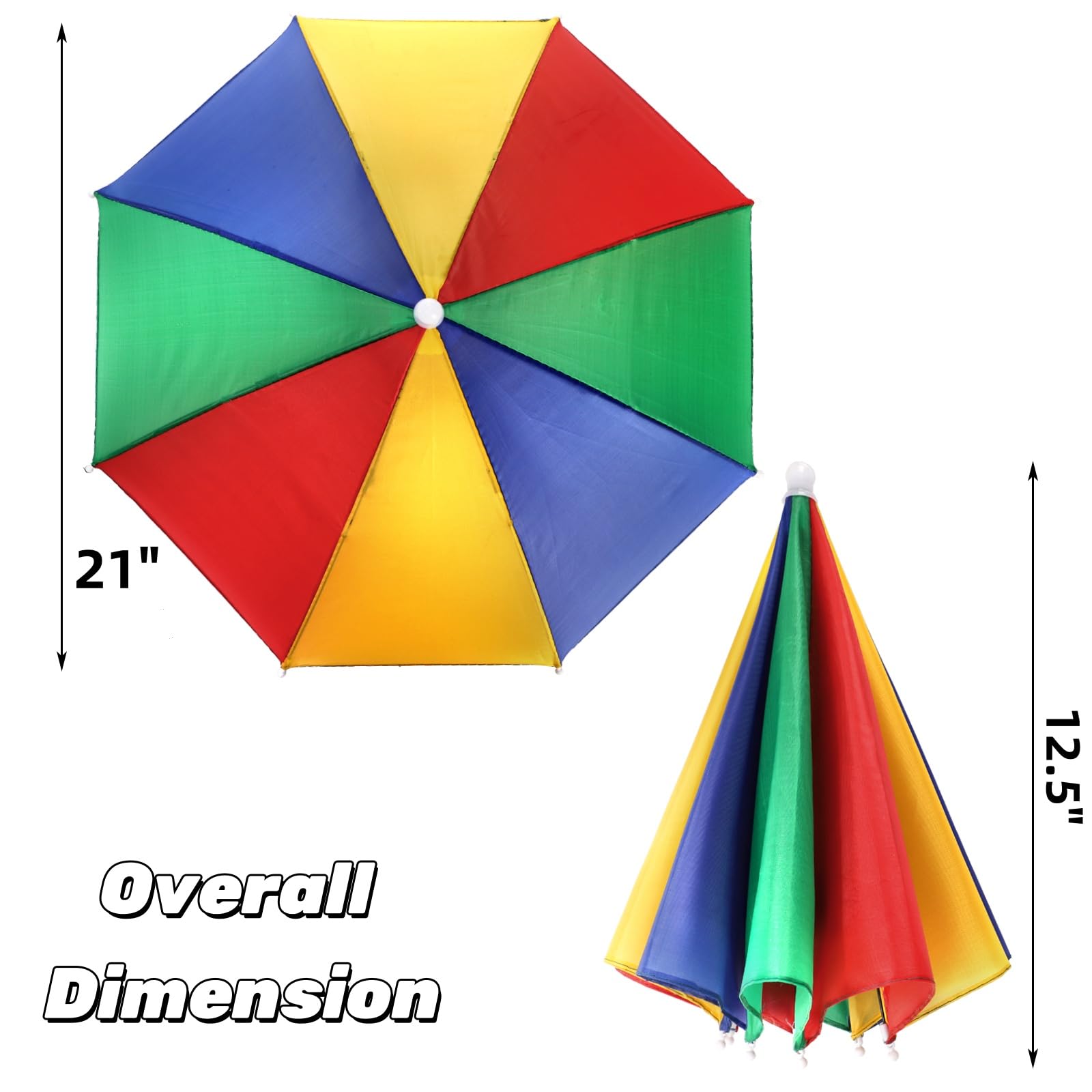 Rainbow Covzoe umbrella hats folded compactly for storage