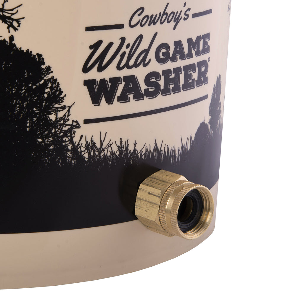 Cowboy's Wild Game Washer with birds dunk illustrating efficient field washing.