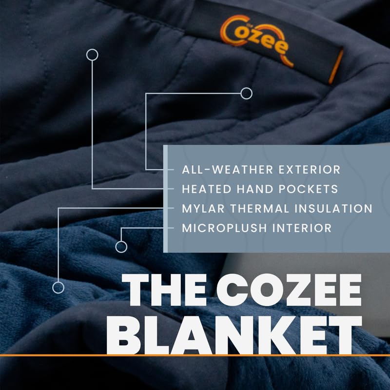 Cozee blanket uses a 12V car adapter to keep you warm on road trips.