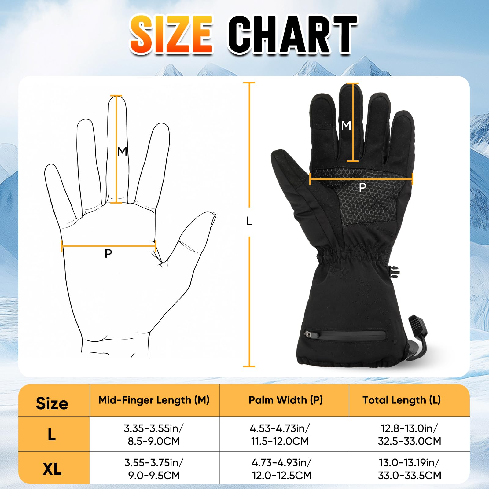 COZII heated gloves anti-slip palm grip for secure holds