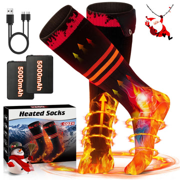 COZII heated socks showing full-sole warmth for all-day cold-weather comfort