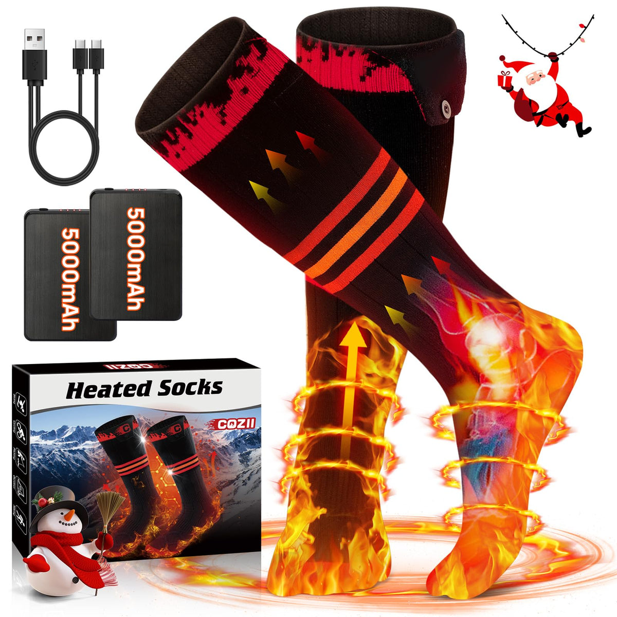 COZII heated socks showing full-sole warmth for all-day cold-weather comfort