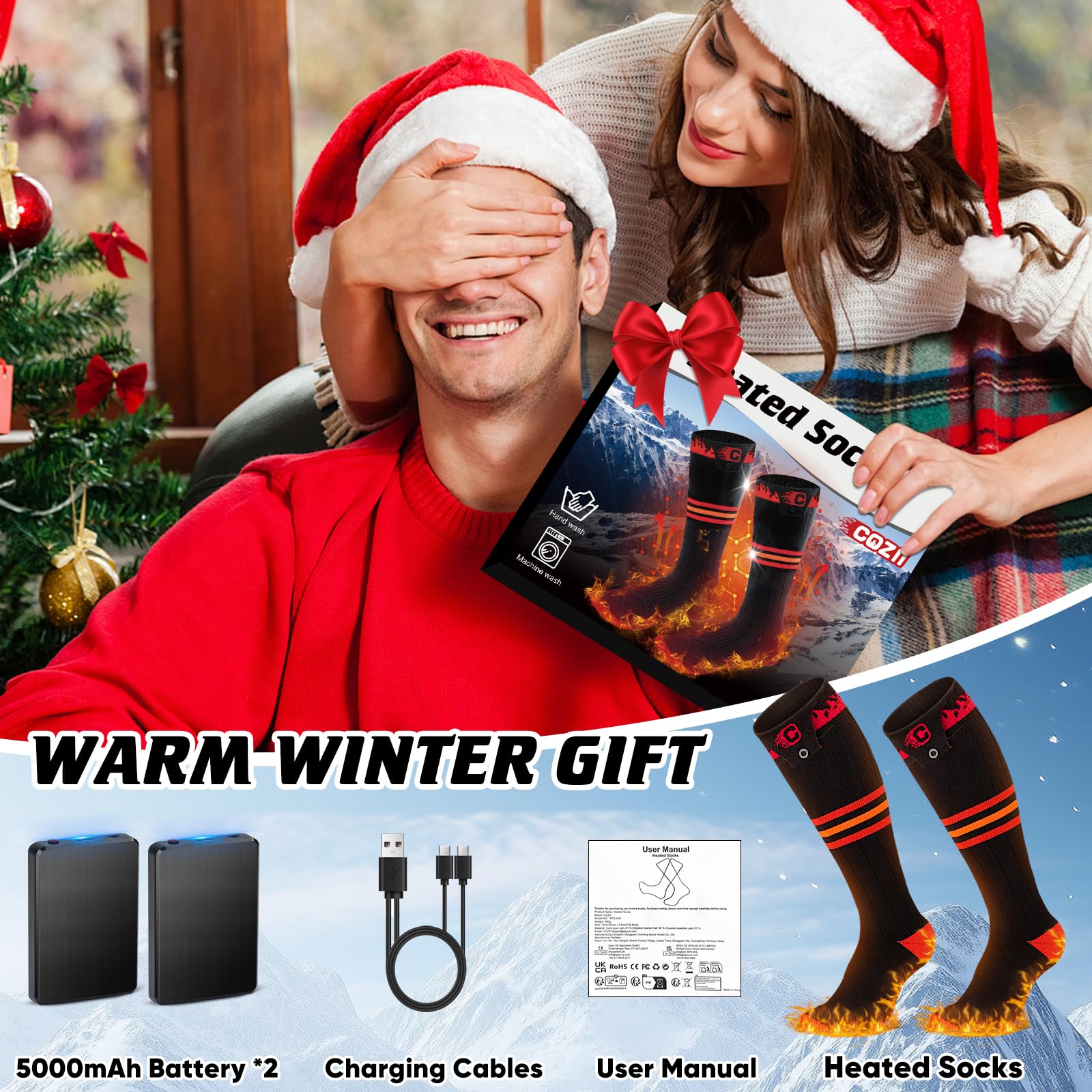 COZII heated socks ideal for hunting, skiing, hiking and camping