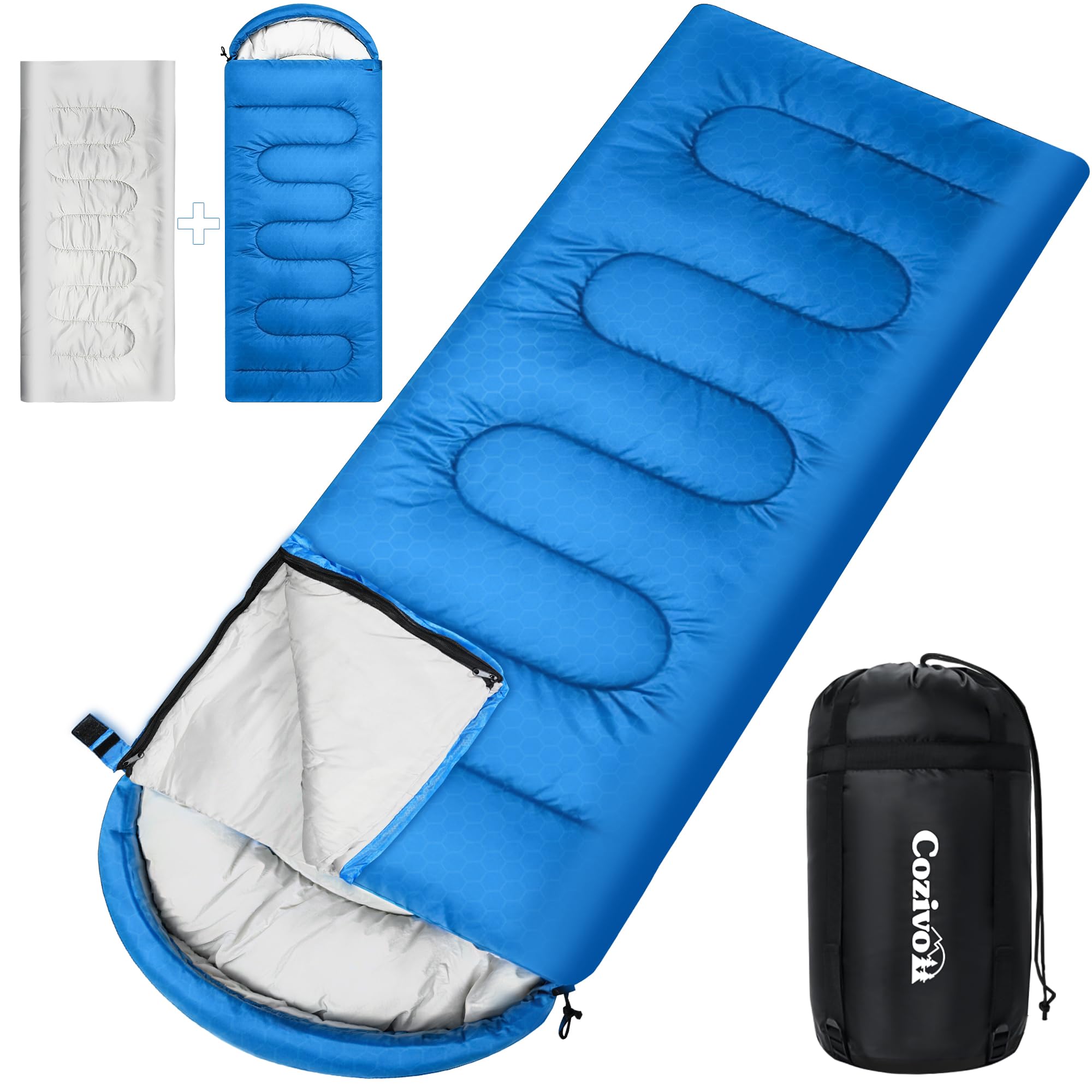 Cozivo 2-in-1 sleeping bag in winter mode for ultrawarmth during cold camping.
