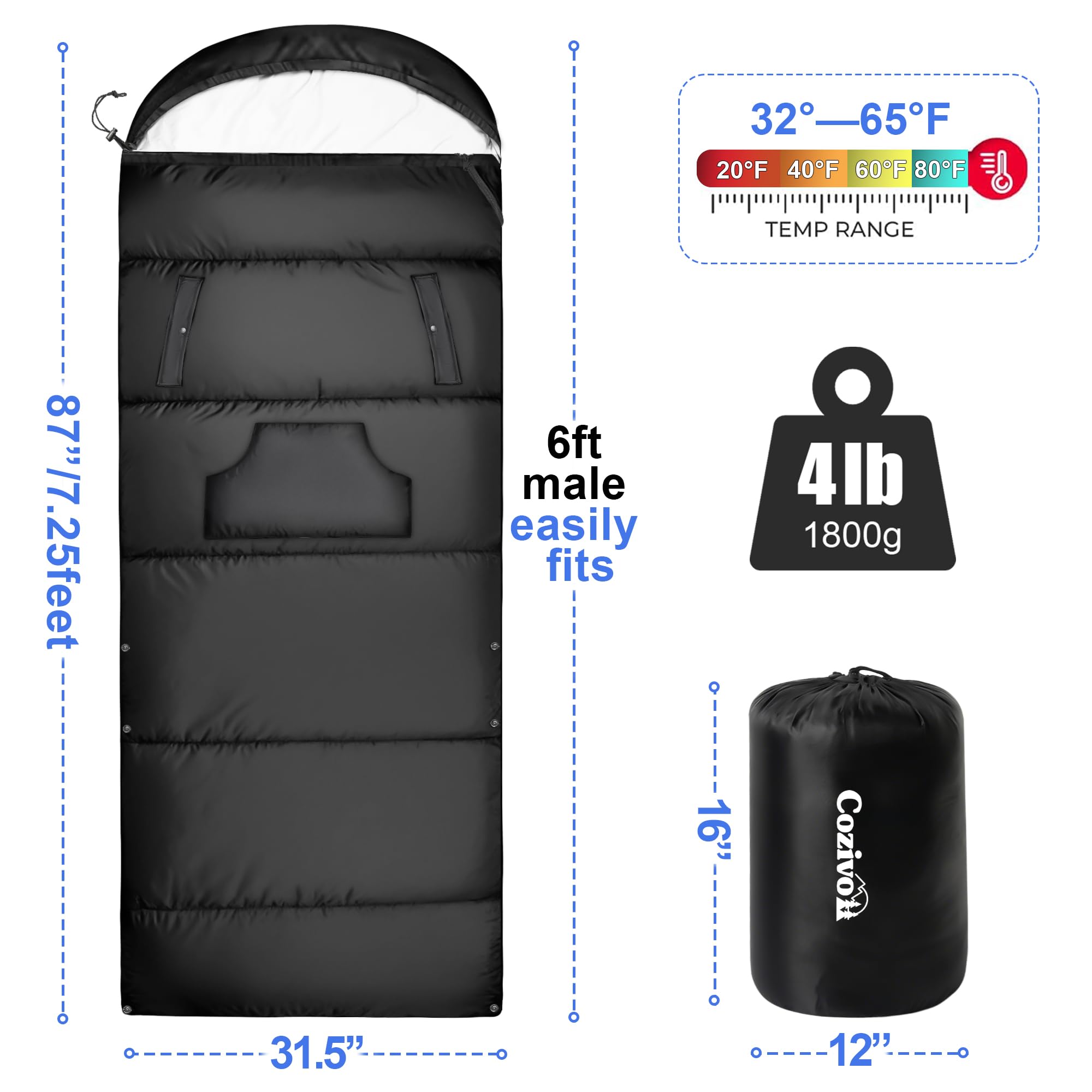 Cozivo bottom zipper vent enables instant airflow control for changing temperatures