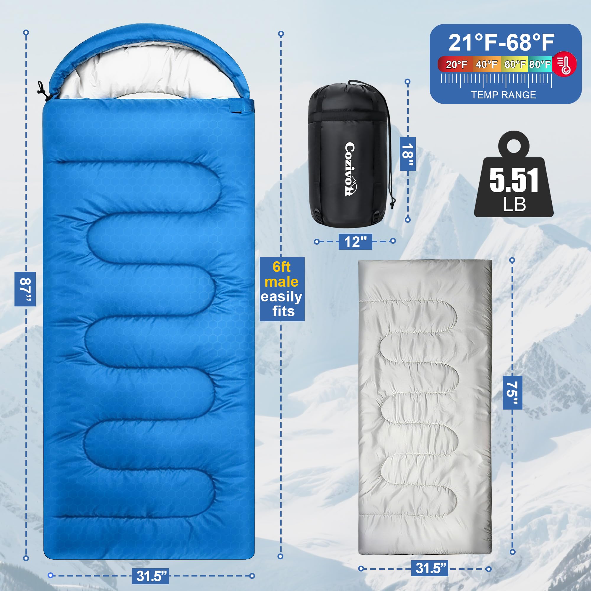 Cozivo waterproof outer shell keeps you dry in damp camping environments.