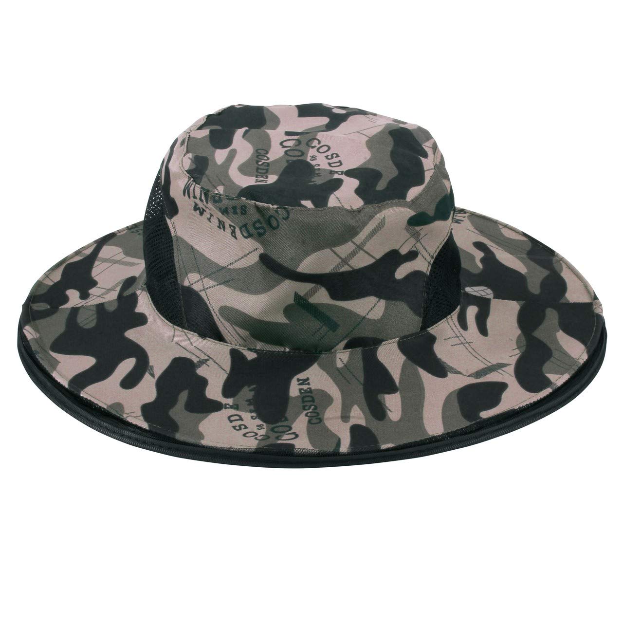 Hidden mesh detail on CozyCabin head net hat in gray camouflage