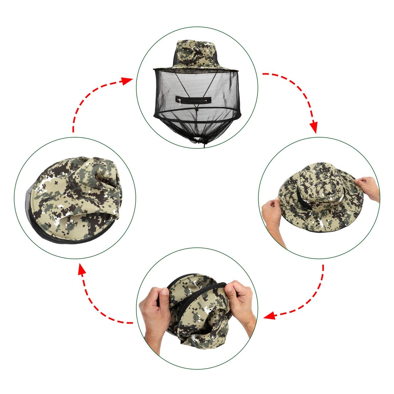 Full product view showing head net hat design