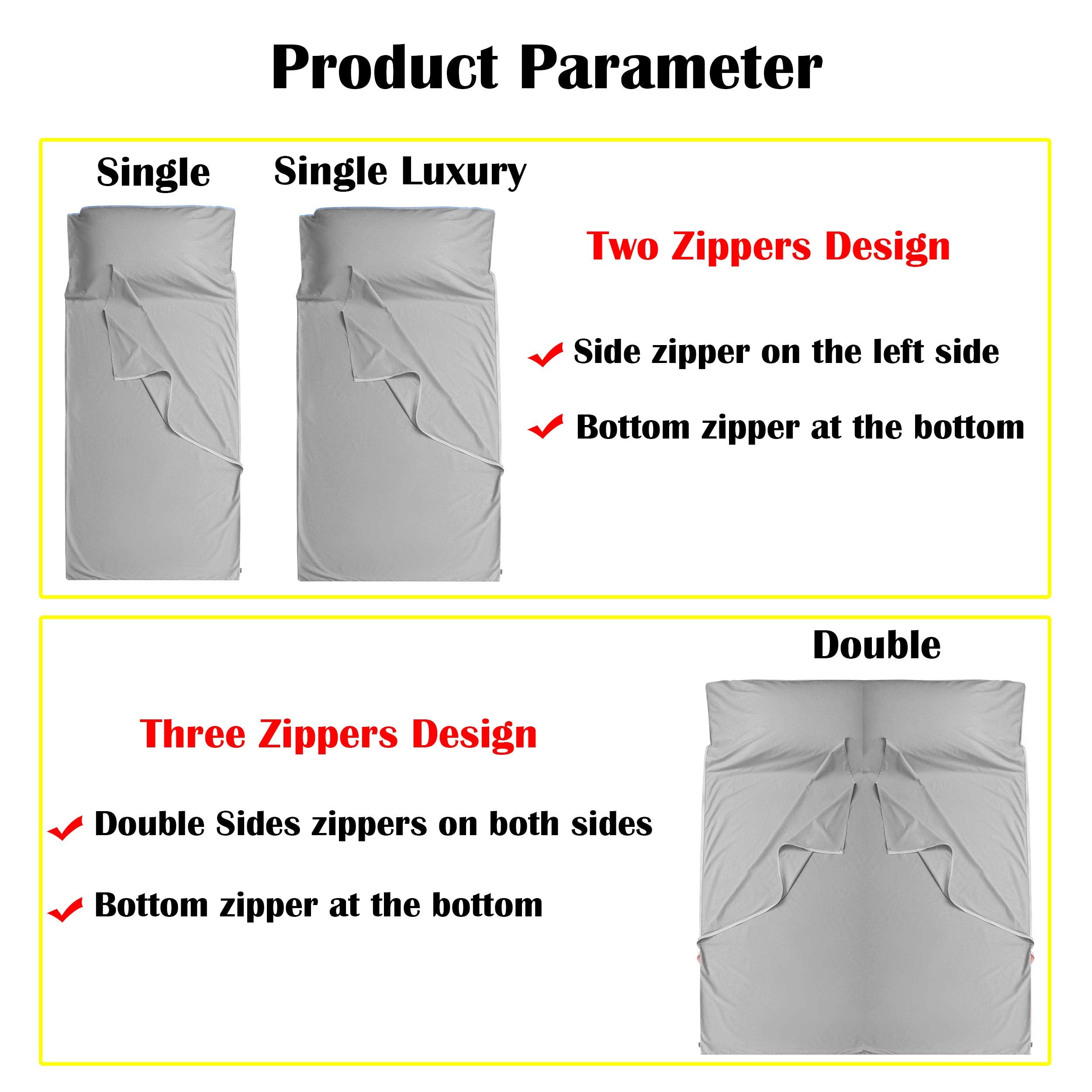 Cozysilk GANNAFEE liner shown for right-side reversible use during bed entry