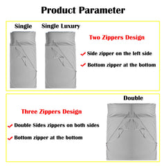 Cozysilk GANNAFEE liner shown for right-side reversible use during bed entry