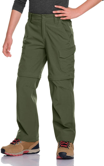 CQR Kids hiking cargo pants front view for rugged outdoor adventures and comfort.