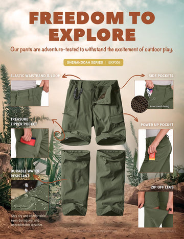 CQR Kids Youth Hiking Pants UPF50+ protection closeup for sun safety.