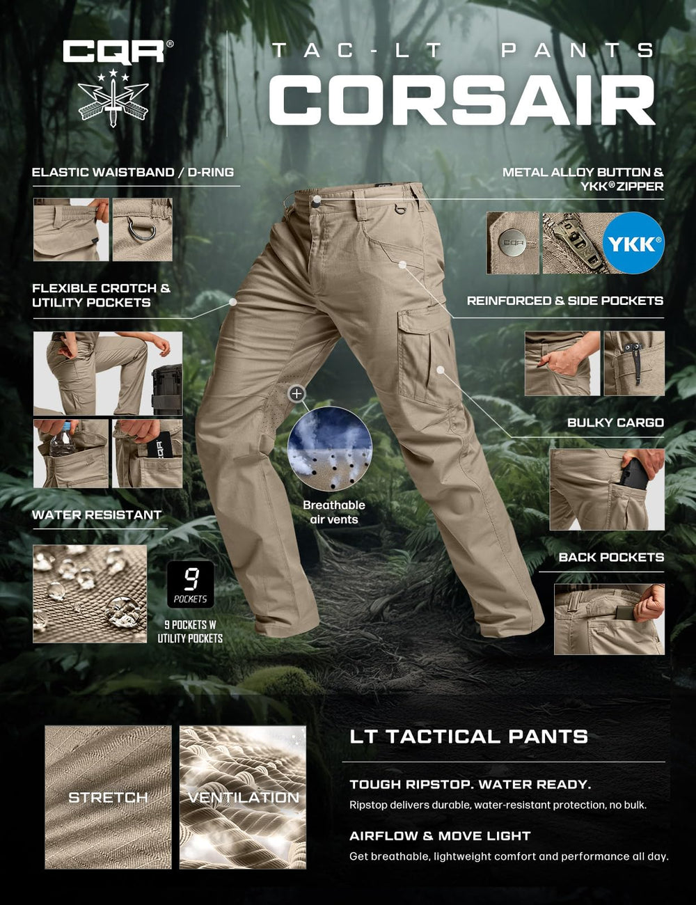 CQR LITE-FLEX pants in action during hiking and outdoor activity.