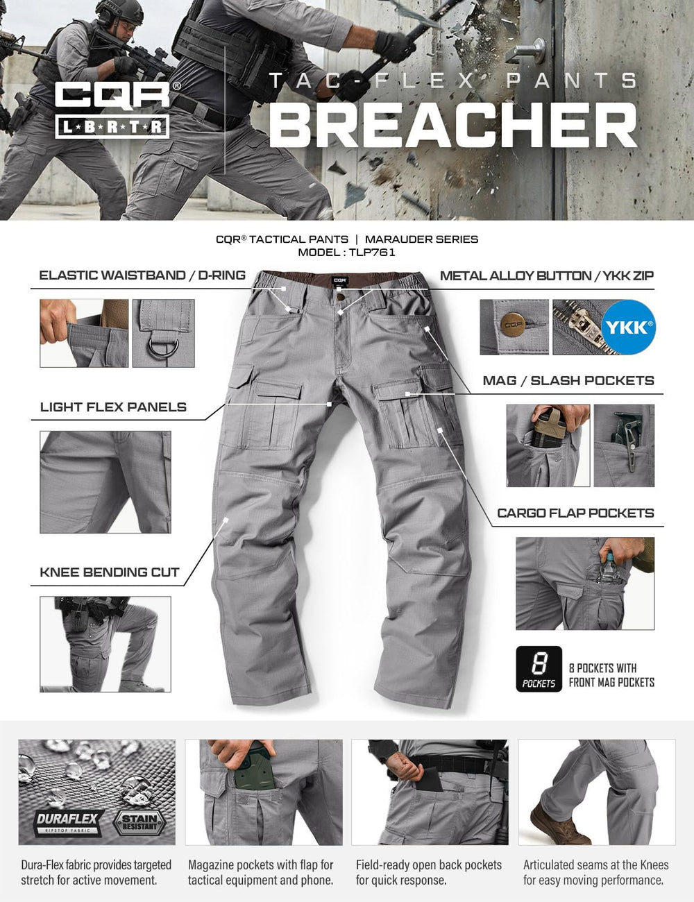 CQR breacher stone color pants image emphasizes rugged outdoor style