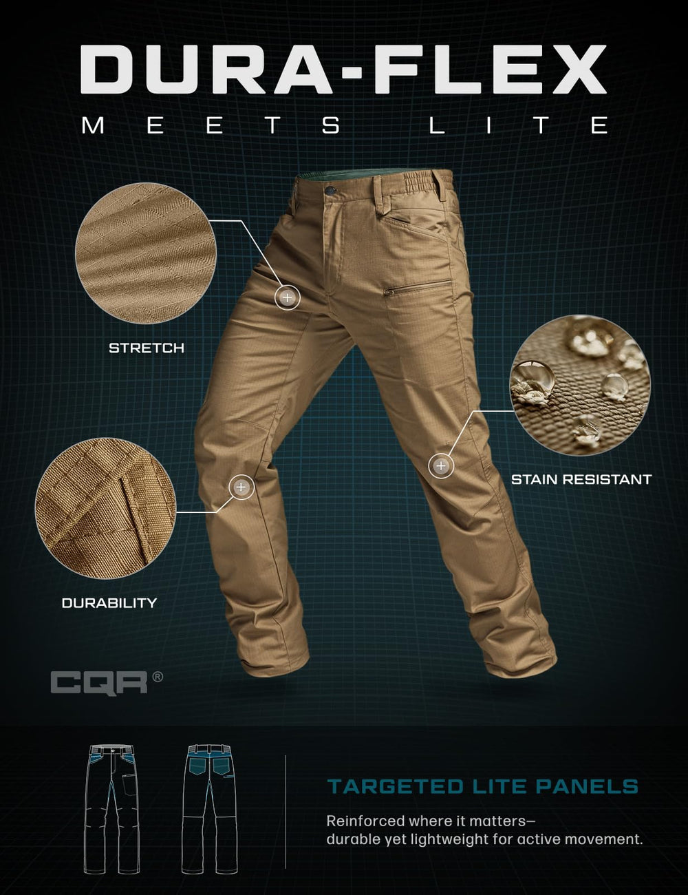 CQR Men's Flex Stretch Pants built for outdoor work and everyday carry