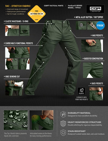 CQR green kelp color pants ready for tactical and fishing activities.