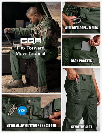CQR ripstop fabric detail on pants designed for durable outdoor use.