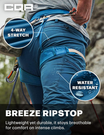 CQR pants reflective panels enhance visibility in low light conditions.