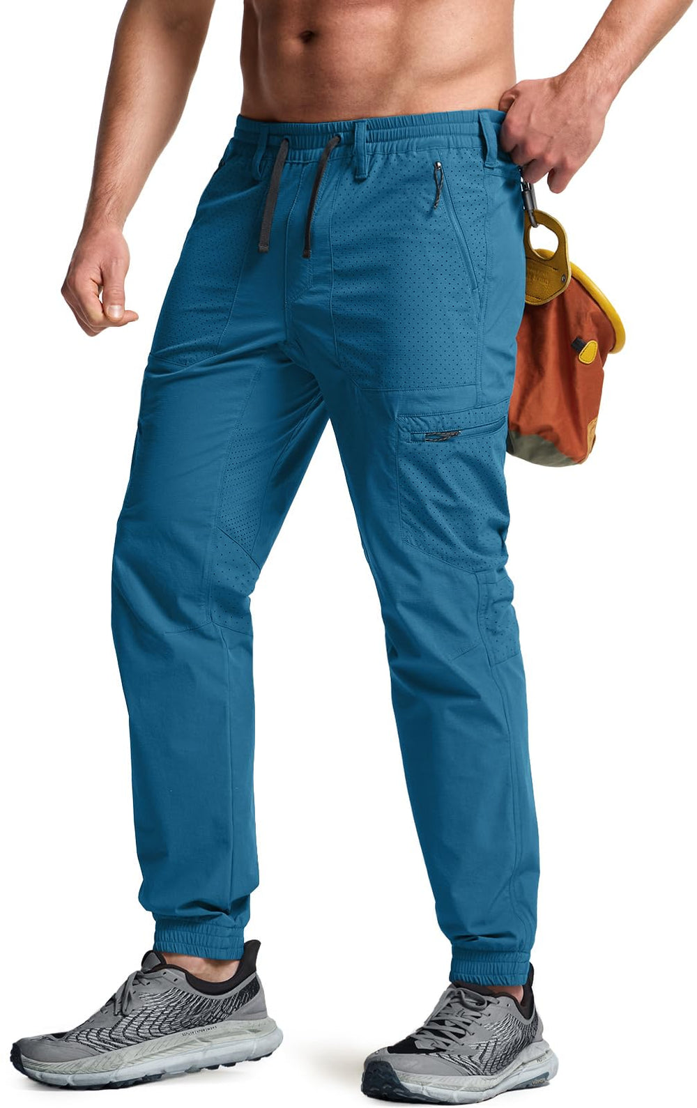 CQR men's hiking pants side view in Ascend Peak Glaucous for outdoor comfort during trails