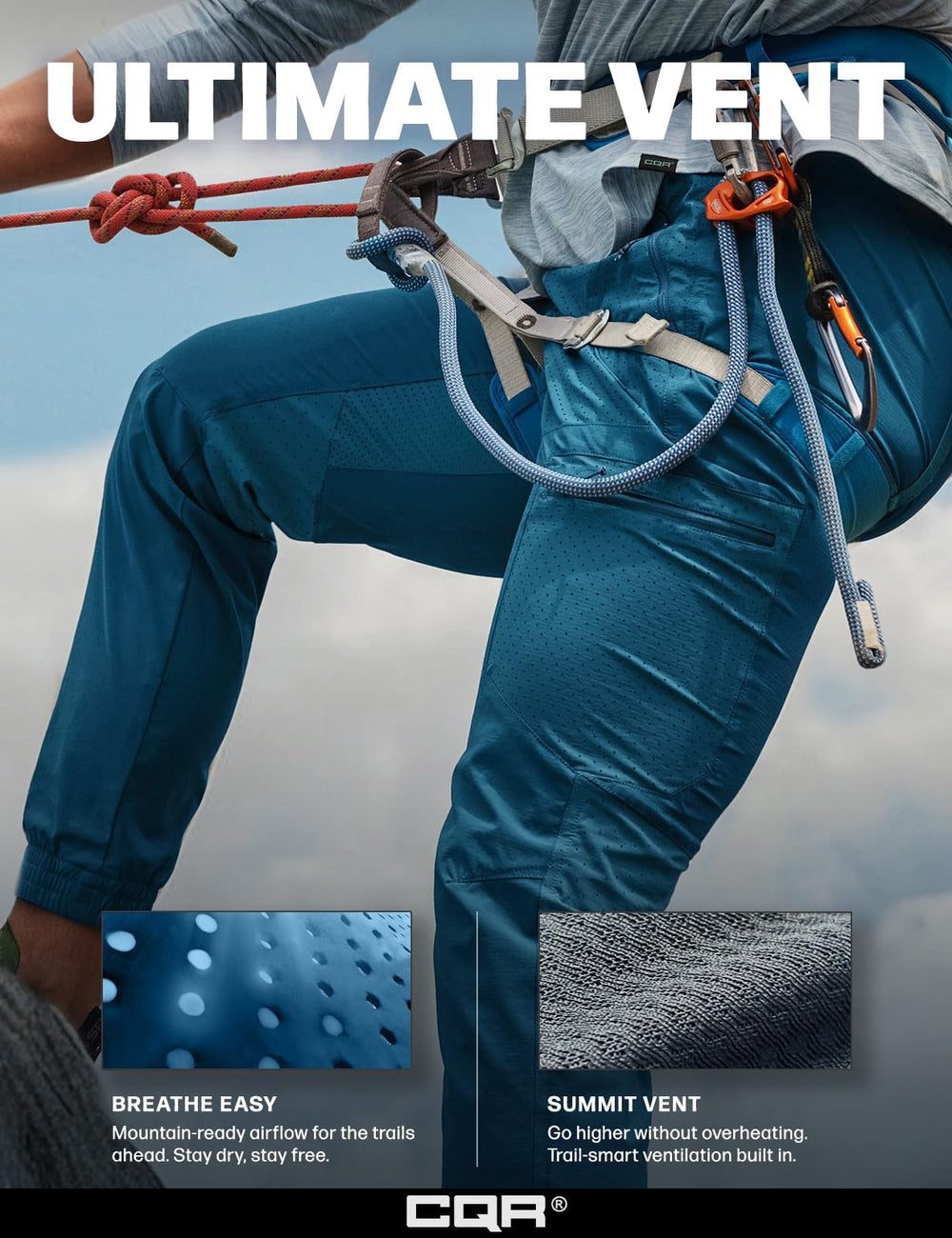 CQR elastic waist for a comfortable, flexible fit during movement