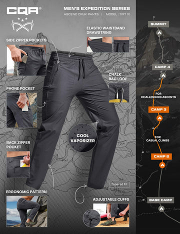CQR zippered pockets secure belongings during fast-paced hiking or jogging.
