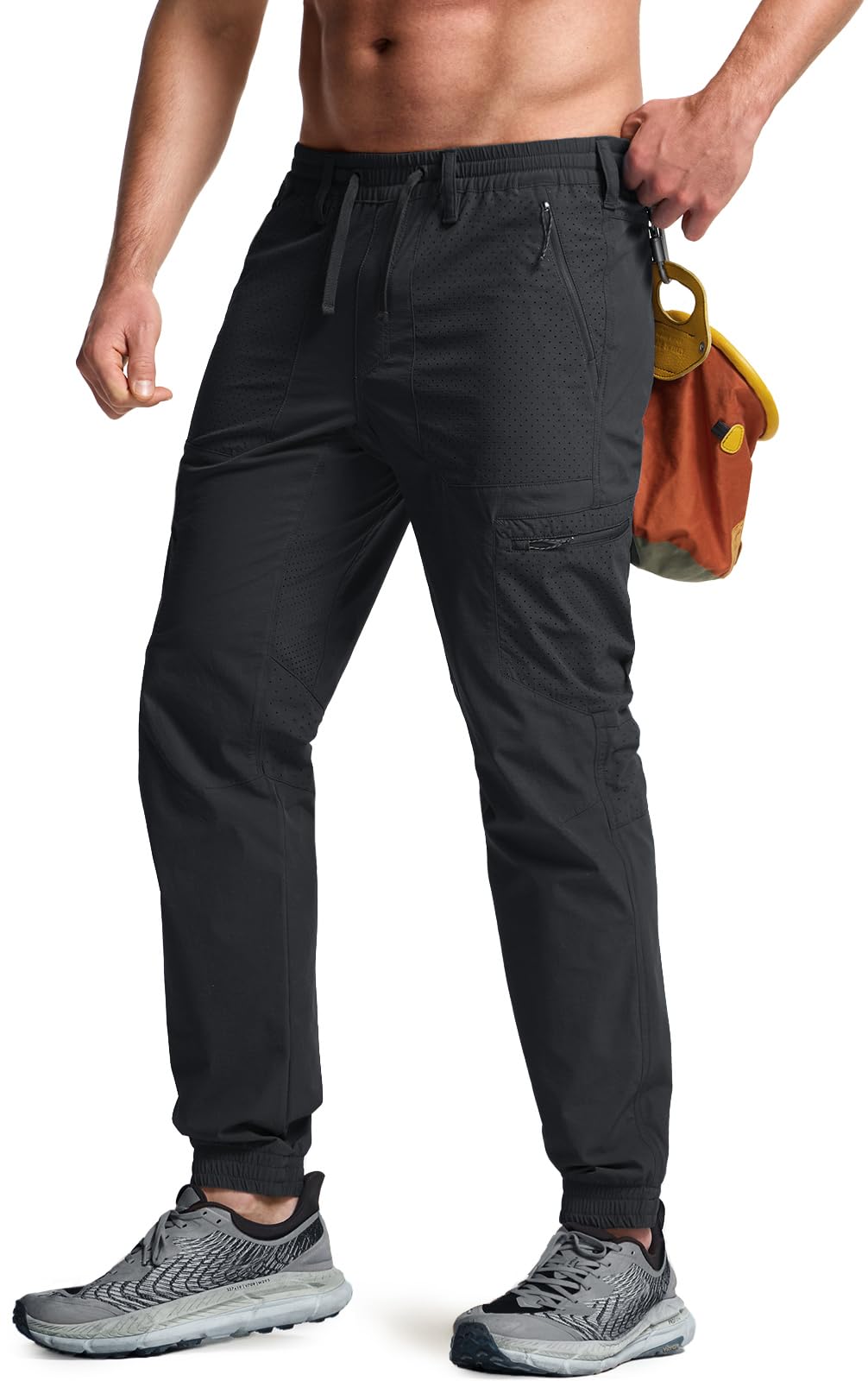 CQR men's lightweight vent hiking pants front view for breathable trail comfort.