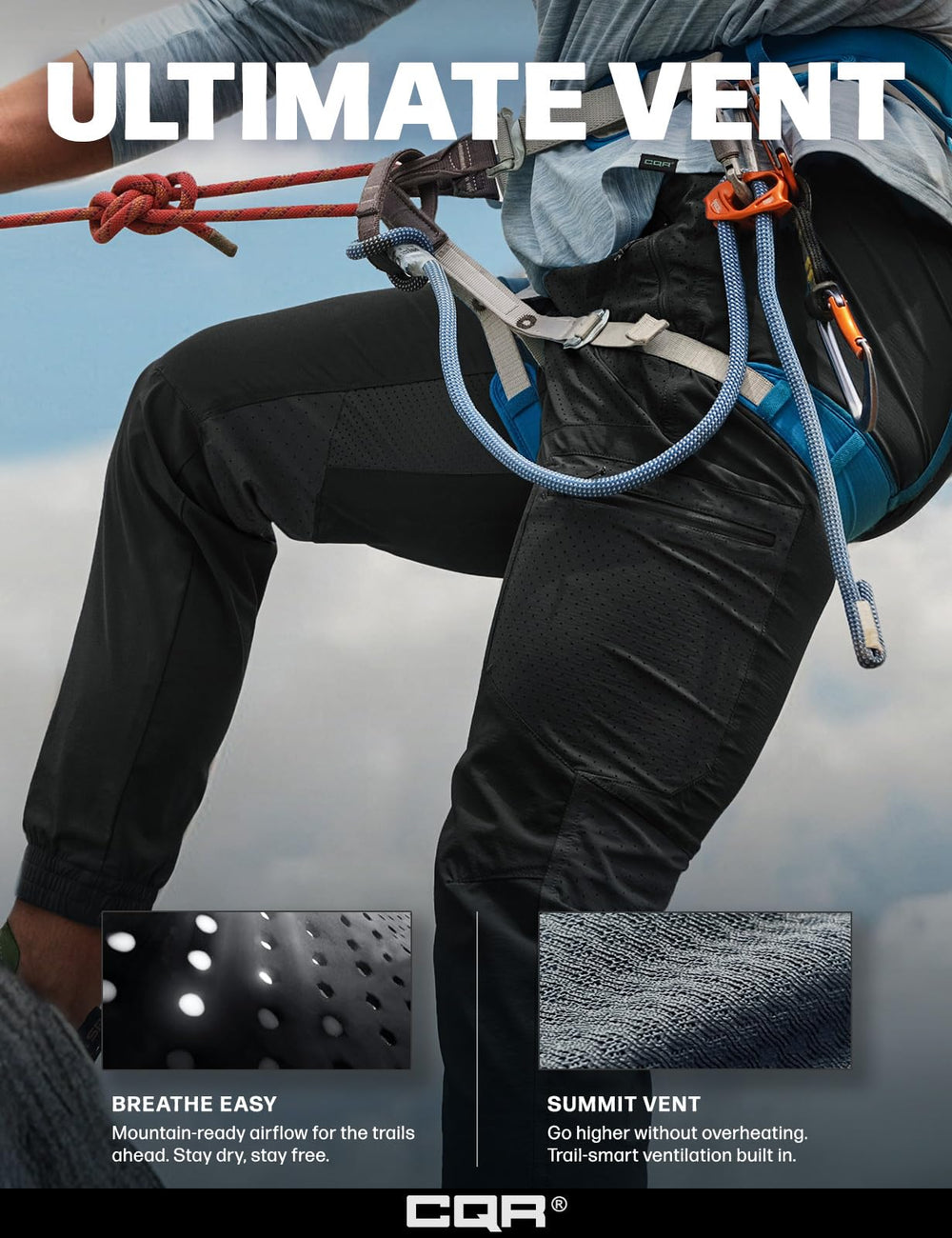 CQR breathable fabric closeup highlights moisture management.