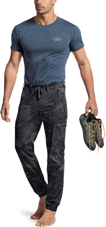 CQR Ascend Peak camouflage texture on hiking pants.