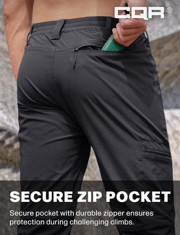 CQR men's hiking pants reflective panels boost visibility in low light.