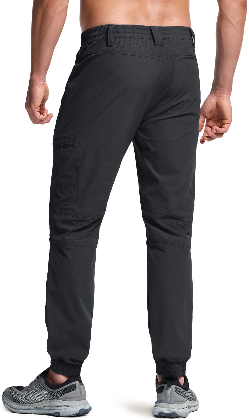 CQR men's hiking pants side vent detail promotes cooling during activity.