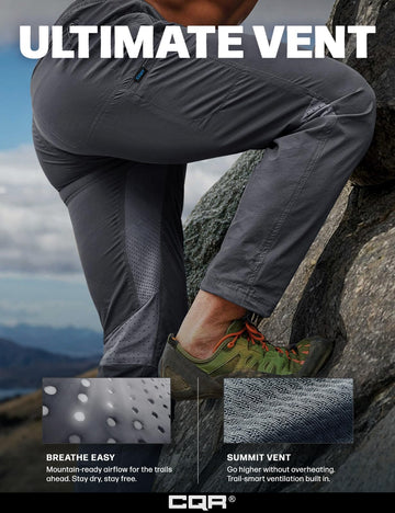 CQR water-resistant hiking pants with durable finish for light rain