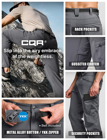 CQR men's quick dry tactical pants cargo-pocket closeup highlights tool organization.