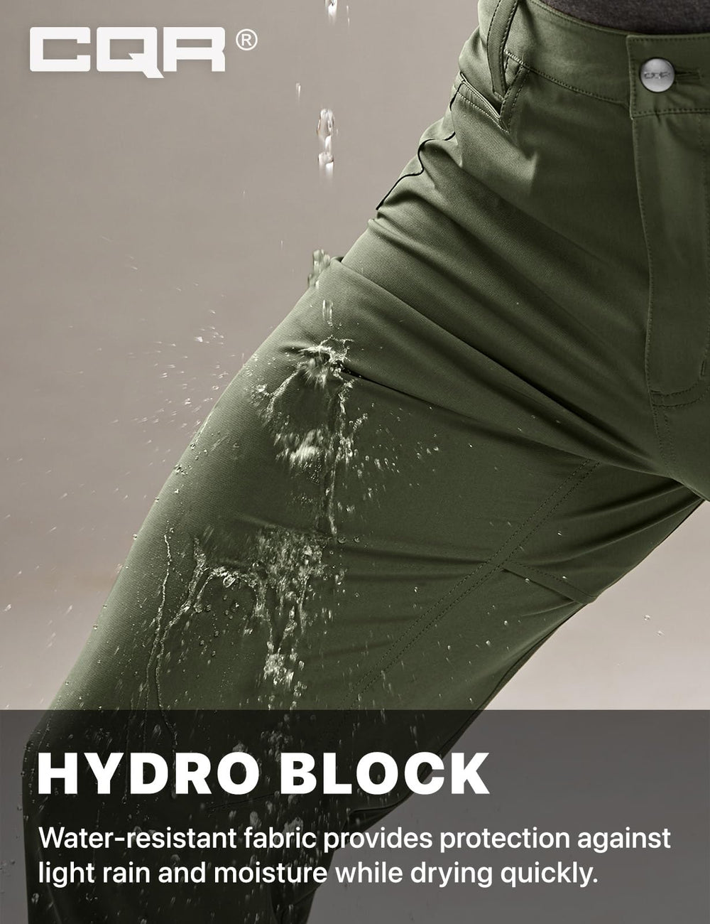 CQR men's quick dry tactical pants cargo pockets provide secure tool storage.