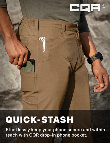 CQR Rocky Z Hazelnut color quick-dry pants with rugged outdoor styling