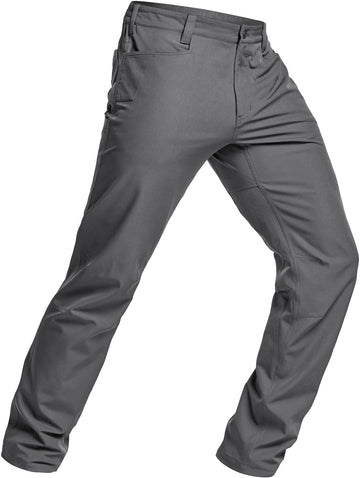 CQR Men's Quick Dry Tactical Pants laid flat showing tapered fit and stitching durability.