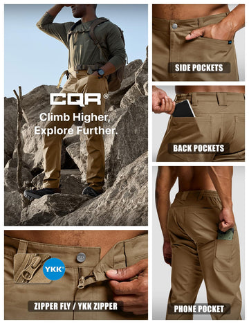 CQR men's quick-dry tactical pants lightweight design for travel-ready gear