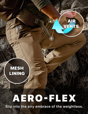 CQR men's quick-dry tactical pants mesh ventilation for breathable airflow