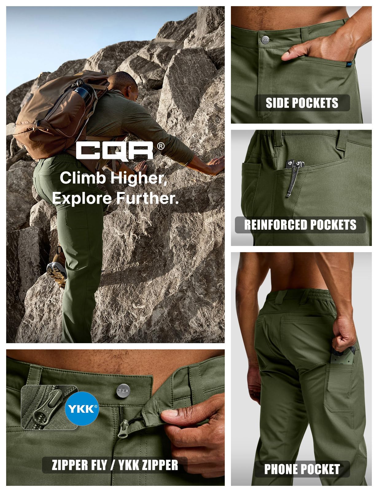 CQR mesh ventilation panel promotes airflow to wick moisture during strenuous activity.